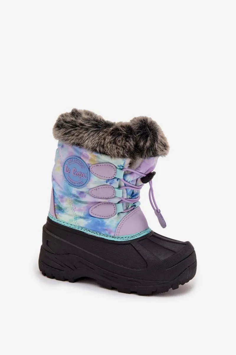 Outlet Śniegowce Dziecięce Dziewczęce Z Futerkiem I Ściągaczem LCJ-25-10-3778 Fioletowe Dzieci Dziewczęce