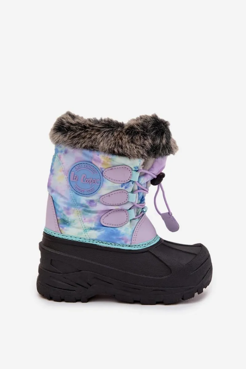 Outlet Śniegowce Dziecięce Dziewczęce Z Futerkiem I Ściągaczem LCJ-25-10-3778 Fioletowe Dzieci Dziewczęce