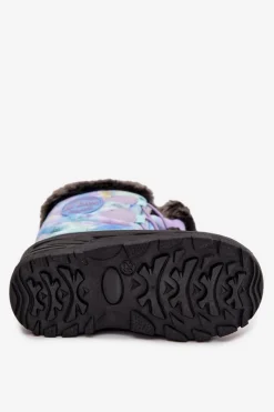 Outlet Śniegowce Dziecięce Dziewczęce Z Futerkiem I Ściągaczem LCJ-25-10-3778 Fioletowe Dzieci Dziewczęce