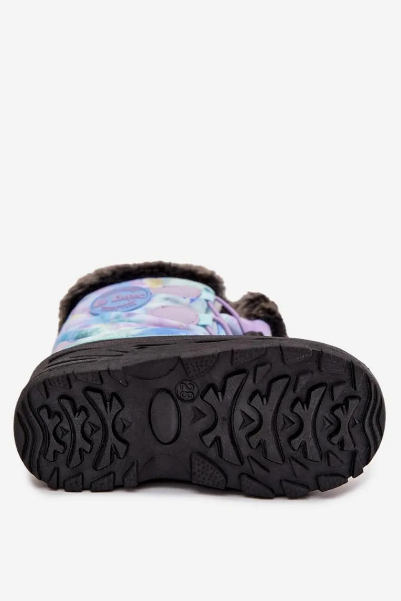 Outlet Śniegowce Dziecięce Dziewczęce Z Futerkiem I Ściągaczem LCJ-25-10-3778 Fioletowe Dzieci Dziewczęce