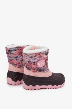 Hot Śniegowce Dziecięce Dziewczęce Na Zamek LCJ-25-10-3770 Różowe Dzieci Dziewczęce