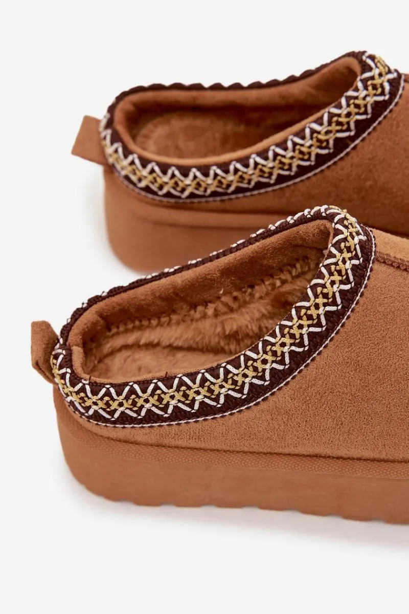 Dziewczęce|Dziewczęce>Boto Śniegowce Dziecięce Młodzieżowe Z Haftem Na Platformie Camel Jolisse Brązowy