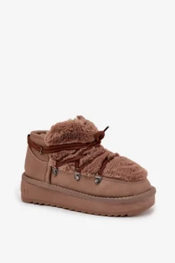 Hot D.Franklin Śniegowce Dziecięce Młodzieżowe Z Futerkiem DFSH370011 Brązowe Brązowy
