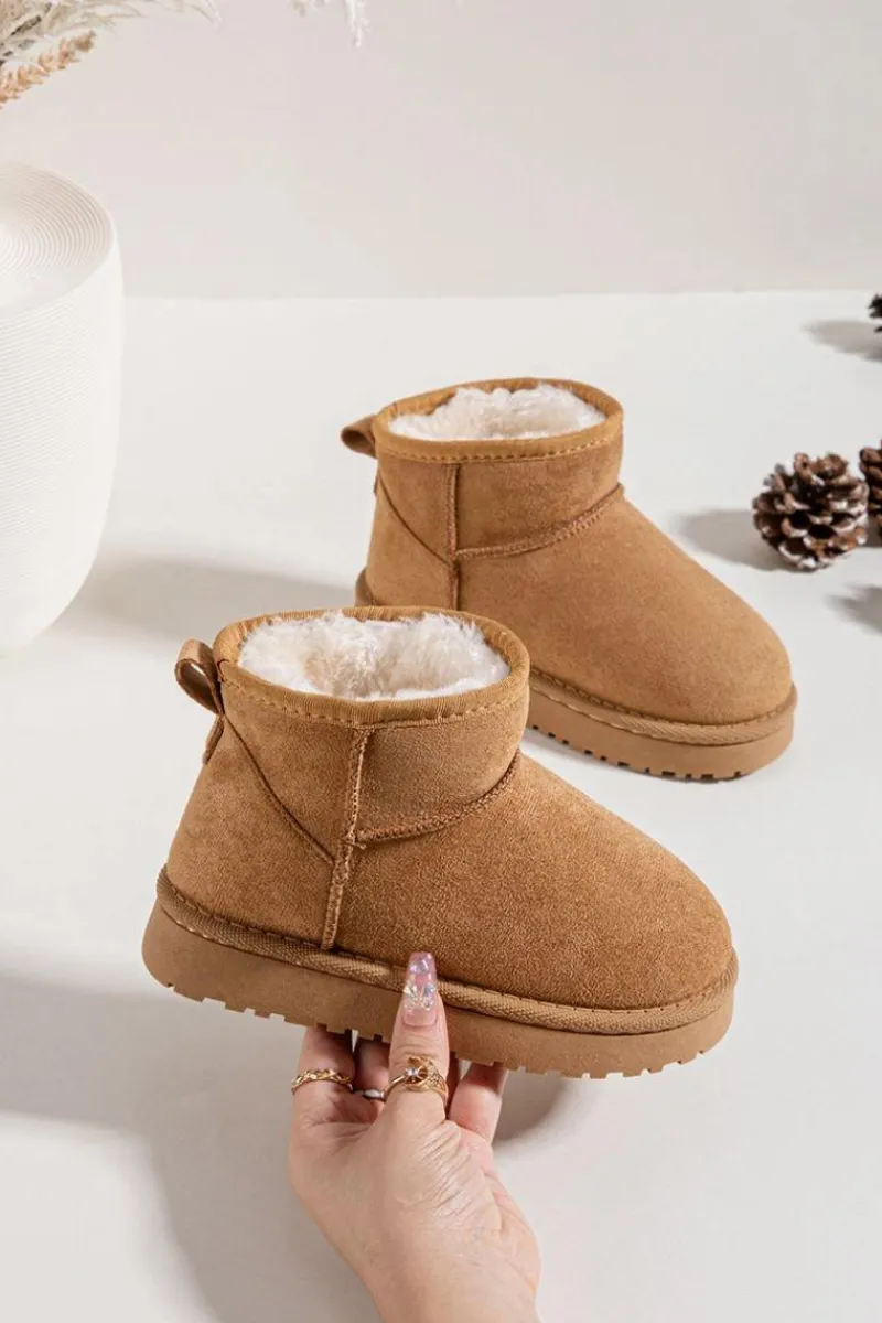 Dziewczęce|Dziewczęce>Boto Śniegowce Dziecięce Młodzieżowe Ocieplane Futerkiem Camel Mireya Brązowy