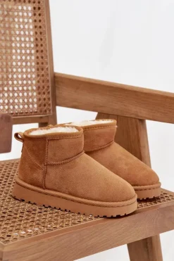 Dziewczęce|Dziewczęce>Boto Śniegowce Dziecięce Młodzieżowe Ocieplane Futerkiem Camel Mireya Brązowy