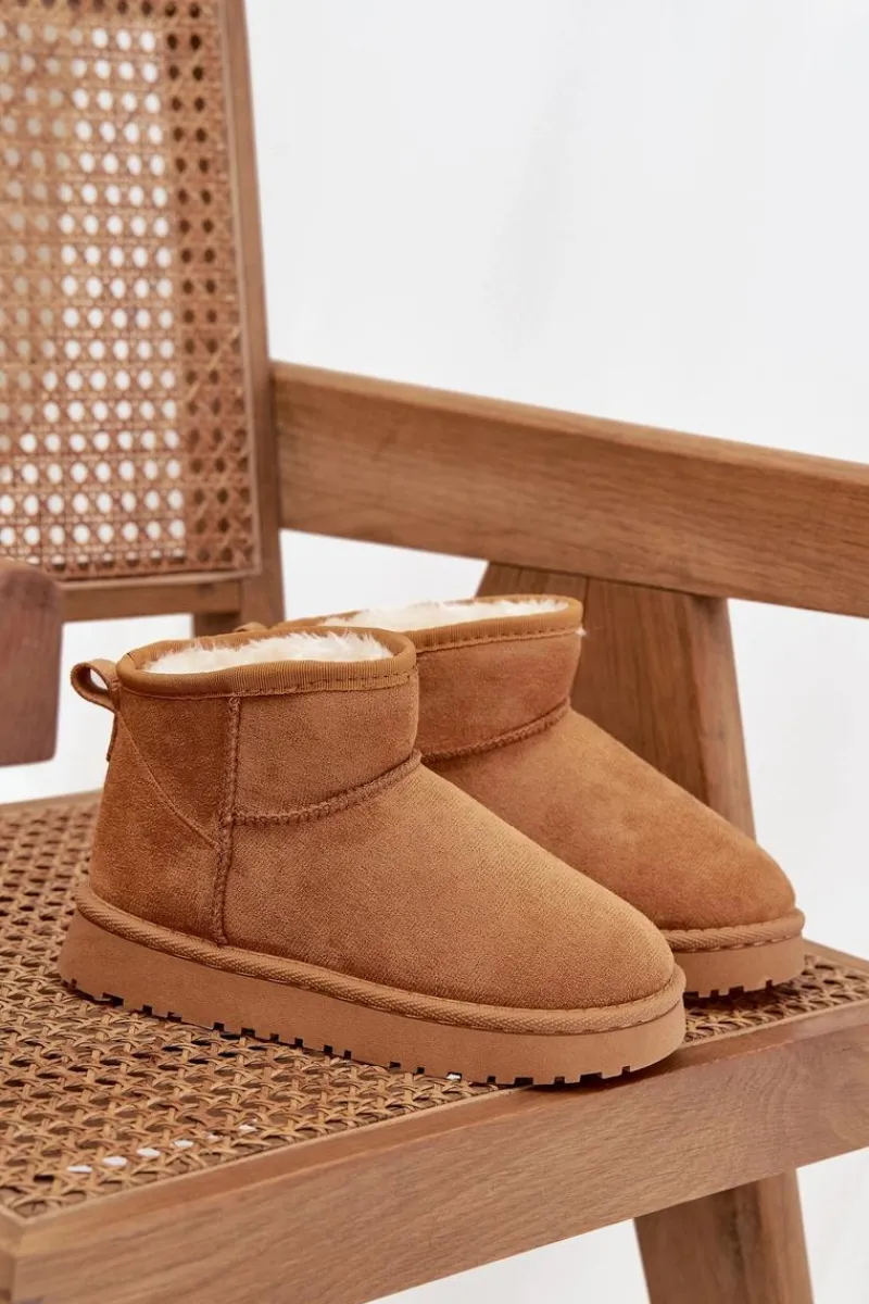 Dziewczęce|Dziewczęce>Boto Śniegowce Dziecięce Młodzieżowe Ocieplane Futerkiem Camel Mireya Brązowy