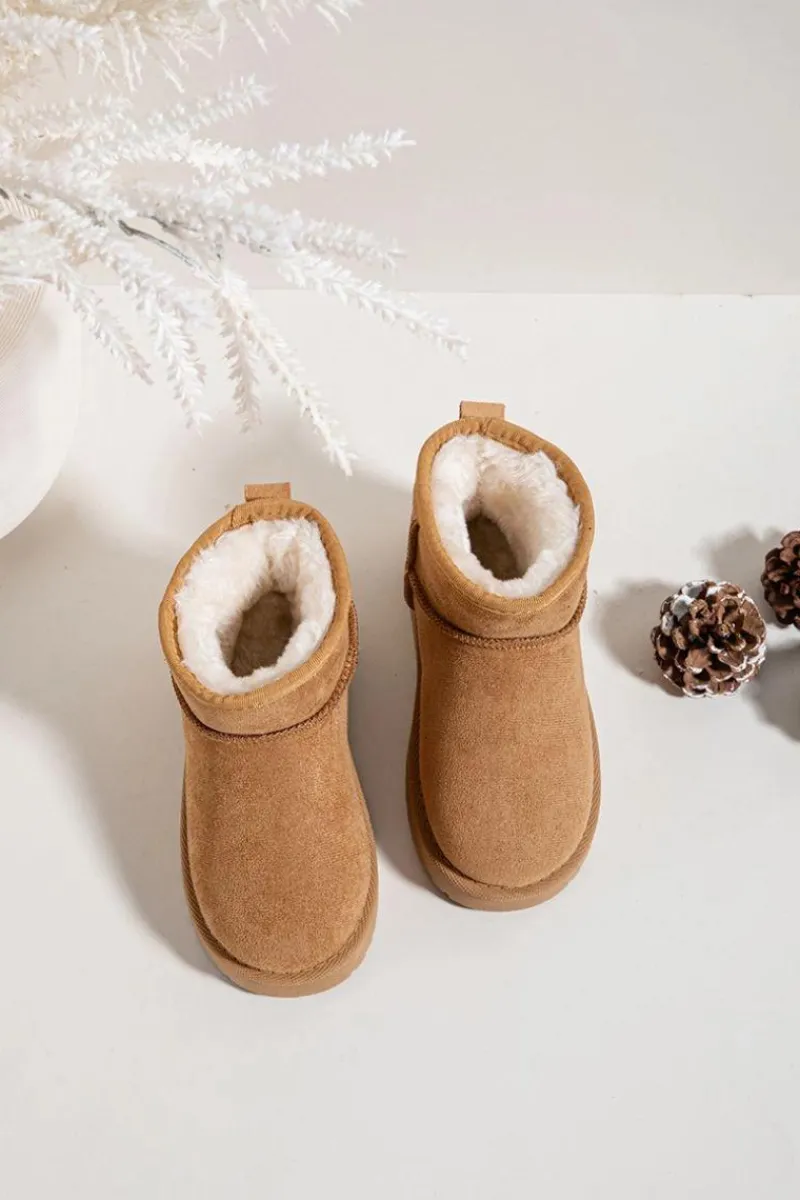 Dziewczęce|Dziewczęce>Boto Śniegowce Dziecięce Młodzieżowe Ocieplane Futerkiem Camel Mireya Brązowy