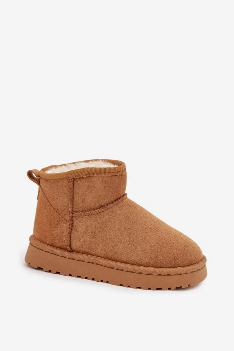 Dziewczęce|Dziewczęce>Boto Śniegowce Dziecięce Młodzieżowe Ocieplane Futerkiem Camel Mireya Brązowy