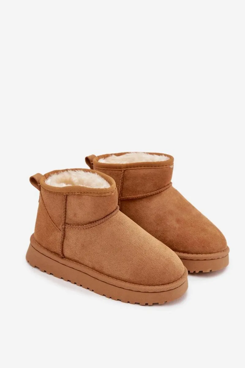 Dziewczęce|Dziewczęce>Boto Śniegowce Dziecięce Młodzieżowe Ocieplane Futerkiem Camel Mireya Brązowy