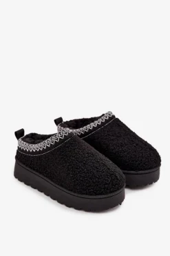 Sale Śniegowce Dziecięce Młodzieżowe Z Futerkiem Typu Baranek Czarne Selathiel Dzieci Dziewczęce|Dziewczęce