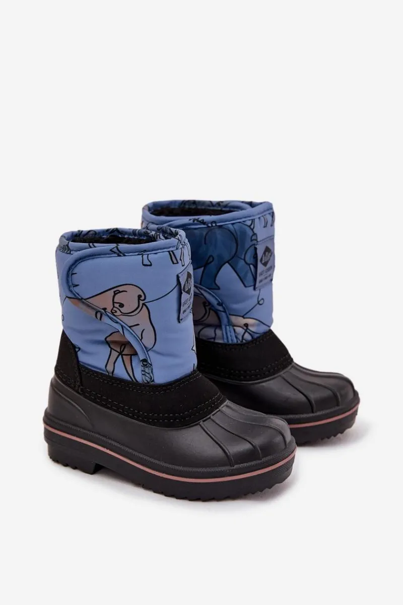 Chłopięce>Lee Cooper Śniegowce Dziecięce Na Rzep LCJ-25-10-3774 Niebieskie