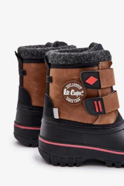 Clearance Śniegowce Dziecięce Na Rzepy LCJ-24-44-2864K Camel Dzieci Chłopięce