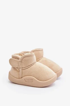 Sale Śniegowce Dziecięce Ocieplane Futerkiem Beżowe Benigna Dzieci Chłopięce|Dziewczęce