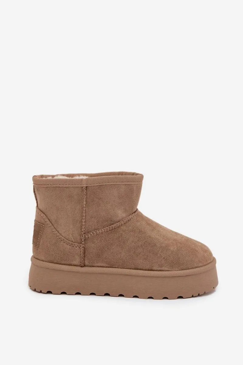 Śniegowce Dziecięce Ocieplane Futerkiem Big Star SS374020 Beżowe Dzieci Chłopięce|Dziewczęce