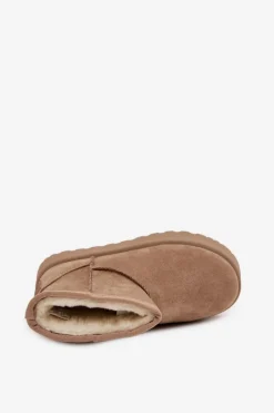 Śniegowce Dziecięce Ocieplane Futerkiem Big Star SS374020 Beżowe Dzieci Chłopięce|Dziewczęce