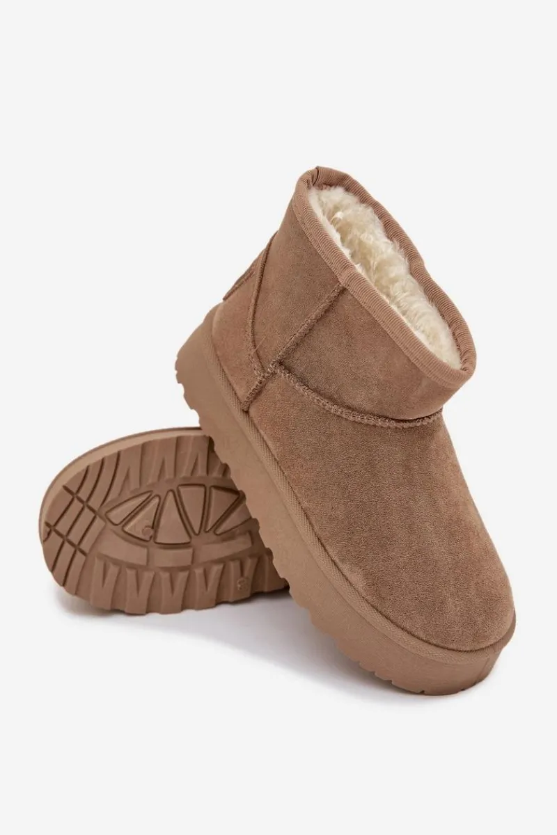 Śniegowce Dziecięce Ocieplane Futerkiem Big Star SS374020 Beżowe Dzieci Chłopięce|Dziewczęce