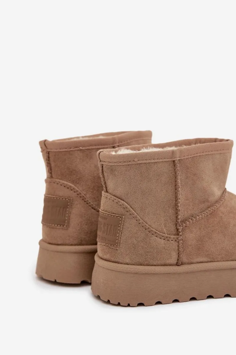 Śniegowce Dziecięce Ocieplane Futerkiem Big Star SS374020 Beżowe Dzieci Chłopięce|Dziewczęce