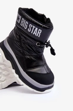 Online Śniegowce Dziecięce Ocieplane Na Suwak Czarne Big Star MM374195 Dzieci Chłopięce|Dziewczęce