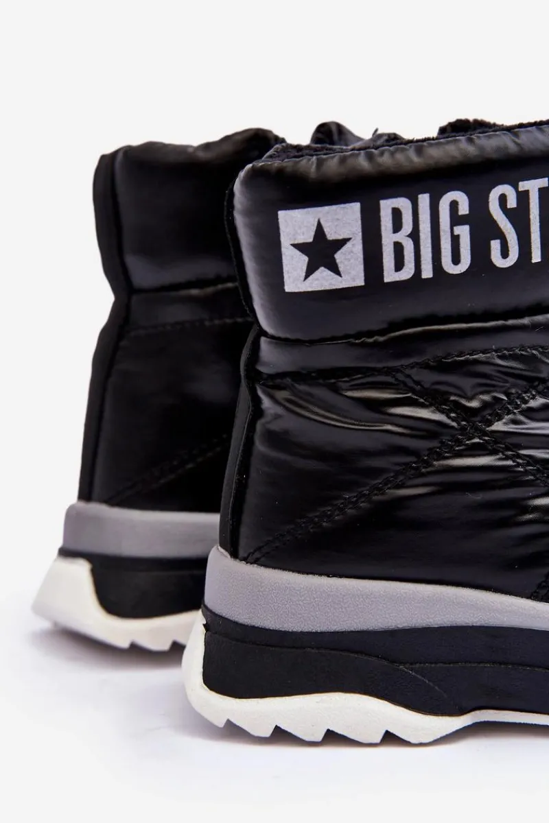 Online Śniegowce Dziecięce Ocieplane Na Suwak Czarne Big Star MM374195 Dzieci Chłopięce|Dziewczęce