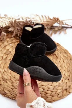 New Śniegowce Dziecięce Ocieplane Futerkiem Czarne Benigna Dzieci Chłopięce|Dziewczęce