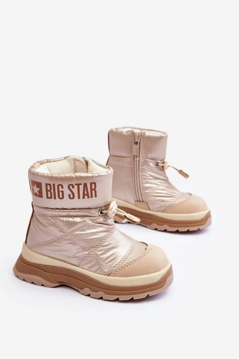 Chłopięce|Dziewczęce>Big Star Shoes Śniegowce Dziecięce Ocieplane Na Suwak Beżowe Big Star MM374197