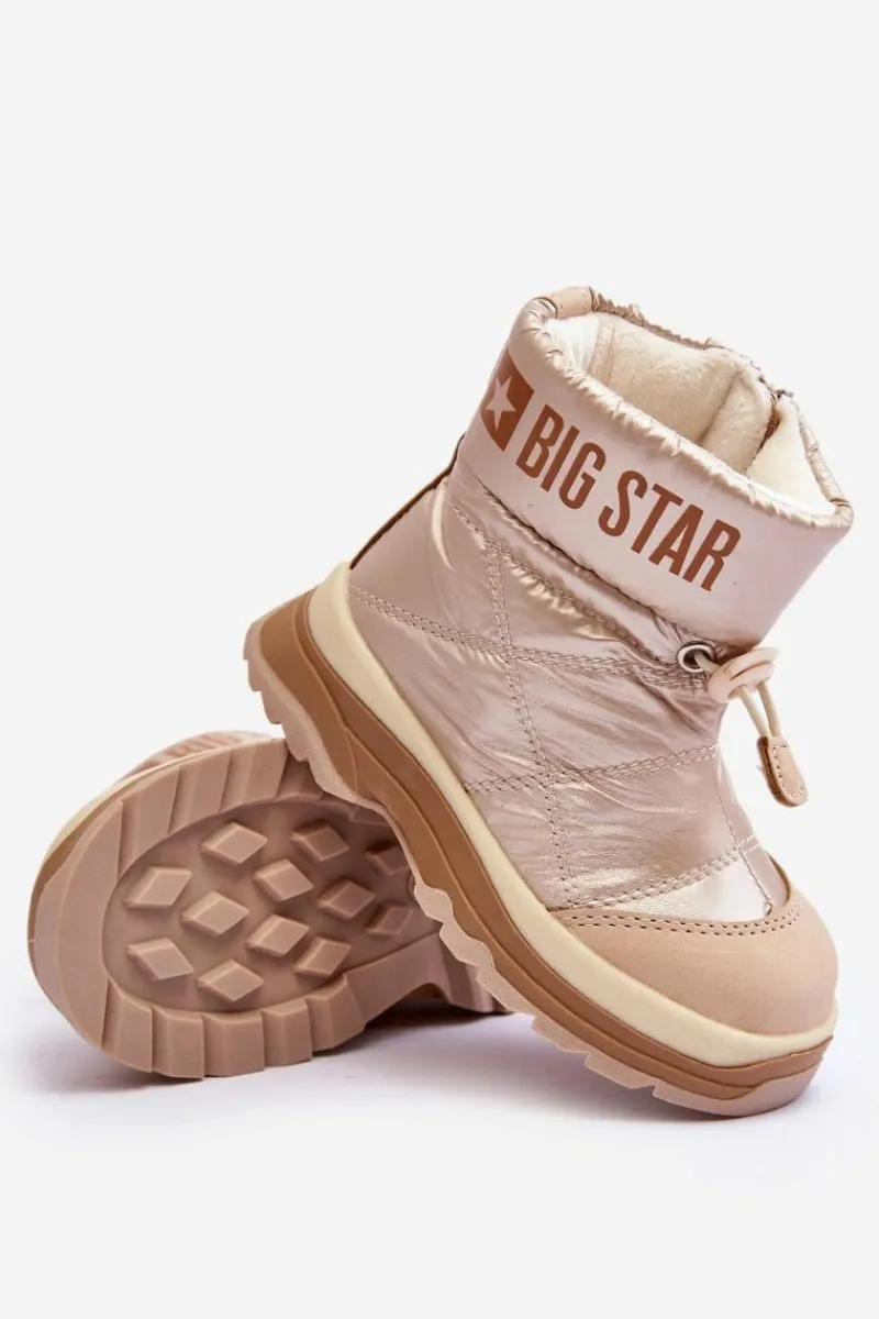 Chłopięce|Dziewczęce>Big Star Shoes Śniegowce Dziecięce Ocieplane Na Suwak Beżowe Big Star MM374197