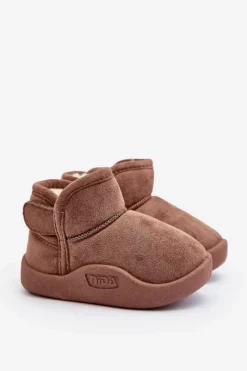 Hot Boto Śniegowce Dziecięce Ocieplane Futerkiem Brązowe Benigna