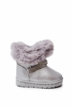 Sale Śniegowce Dziecięce Z Cyrkoniami Srebrne Hollee Dzieci Dziewczęce