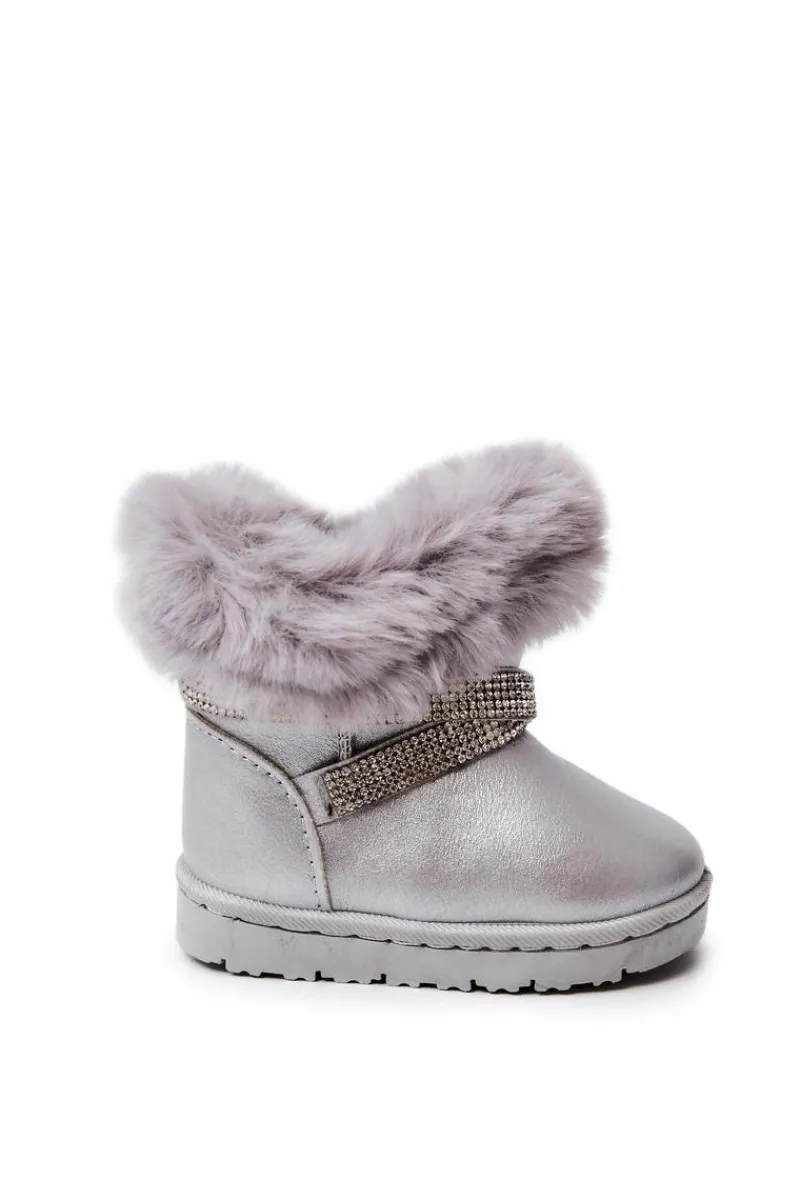 Sale Śniegowce Dziecięce Z Cyrkoniami Srebrne Hollee Dzieci Dziewczęce