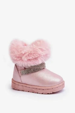 Sale Śniegowce Dziecięce Z Cyrkoniami Różowe Hollee Dzieci Dziewczęce