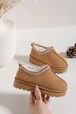 Best Boto Śniegowce Dziecięce Z Haftem Camel Prina Brązowy