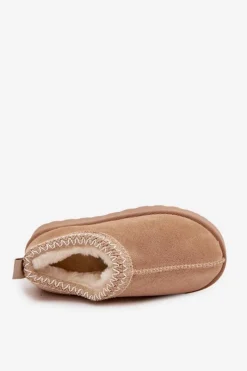 Clearance Śniegowce Dziecięce Z Haftem Beżowe Prina Dzieci Dziewczęce