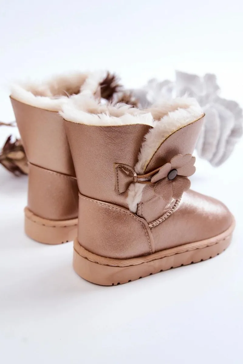 Sale Śniegowce Dziecięce Z Kwiatkiem Złote Bianca Dzieci Dziewczęce