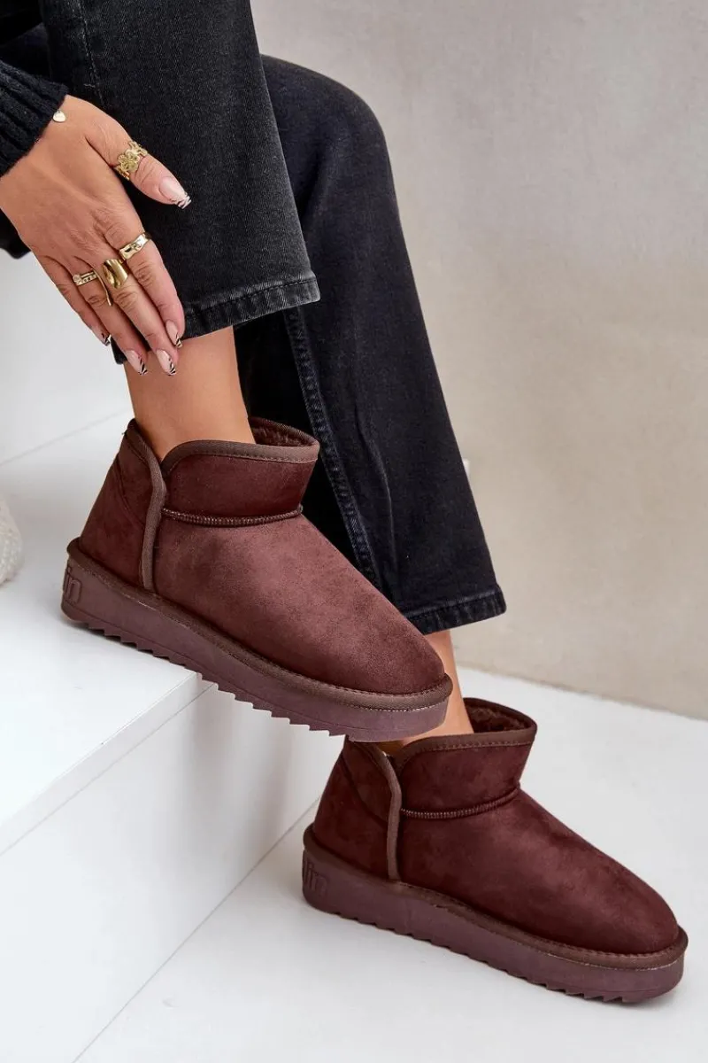 Śniegowce Damskie>D.Franklin Śniegowce Na Platformie Damskie DFSH370010 Czekoladowe Brązowy