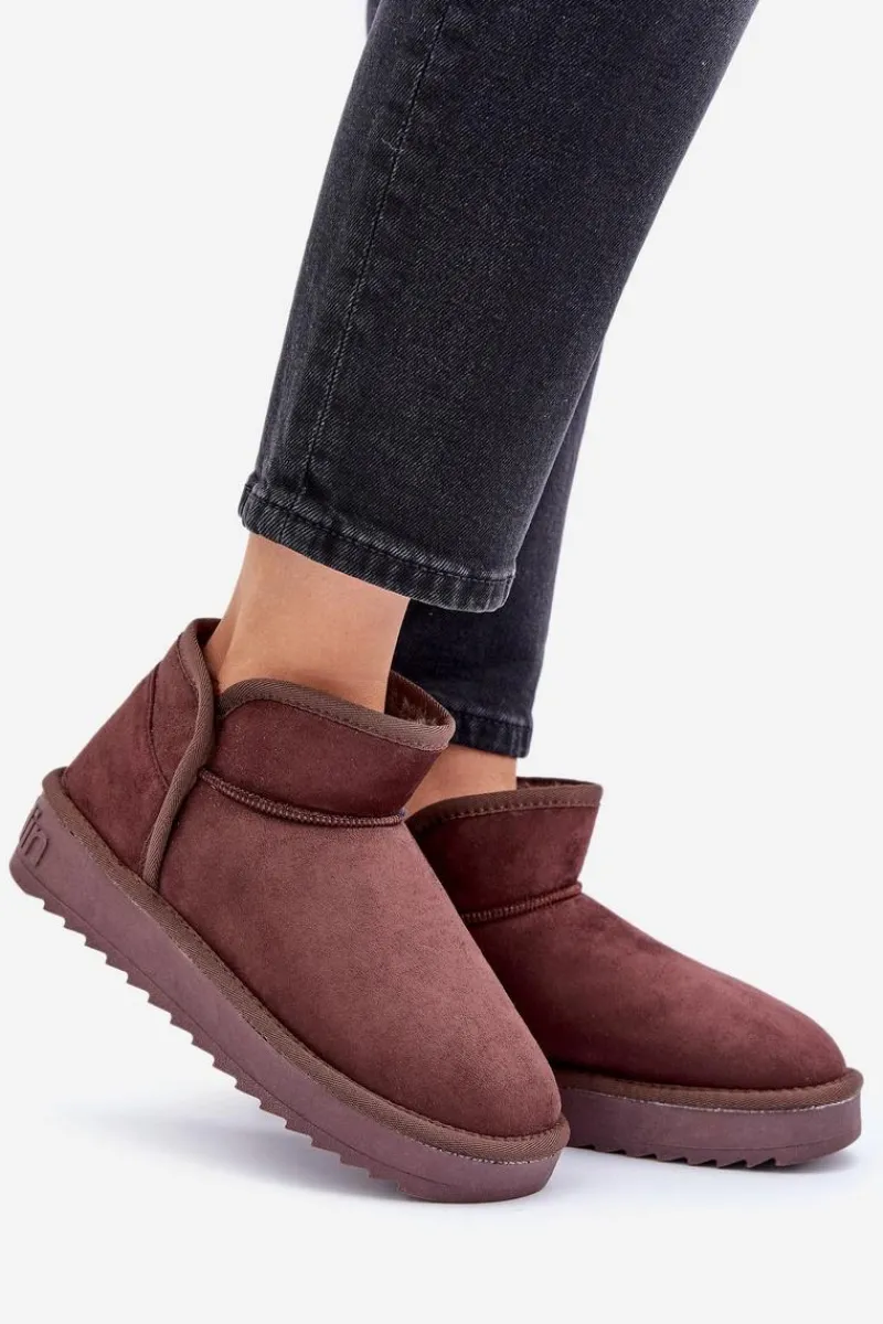 Śniegowce Damskie>D.Franklin Śniegowce Na Platformie Damskie DFSH370010 Czekoladowe Brązowy