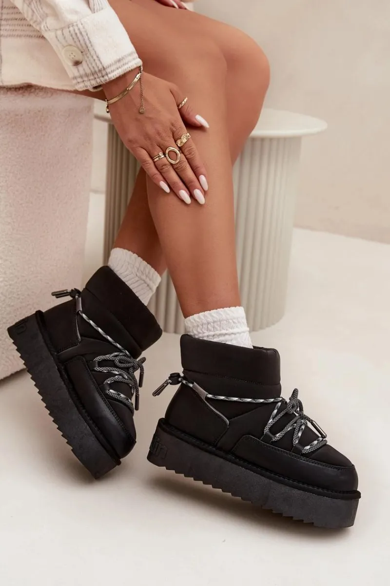 Clearance Śniegowce Na Platformie DFSH371015 Czarne Damskie Śniegowce Damskie