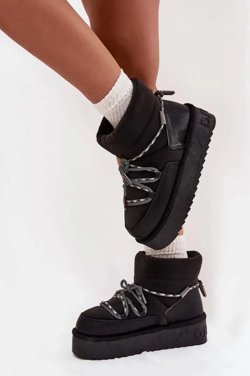 Clearance Śniegowce Na Platformie DFSH371015 Czarne Damskie Śniegowce Damskie