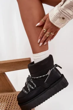 Clearance Śniegowce Na Platformie DFSH371015 Czarne Damskie Śniegowce Damskie