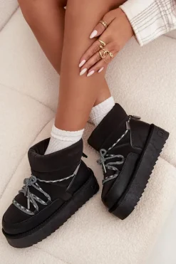 Clearance Śniegowce Na Platformie DFSH371015 Czarne Damskie Śniegowce Damskie