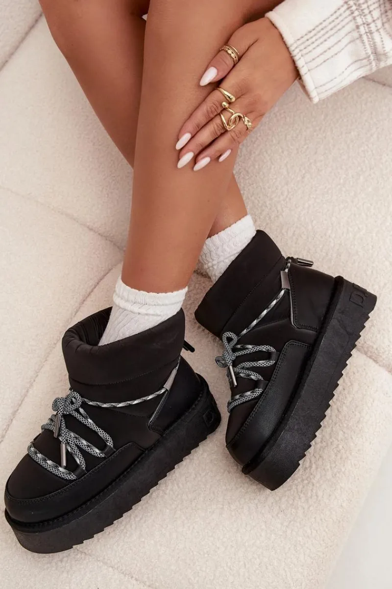 Clearance Śniegowce Na Platformie DFSH371015 Czarne Damskie Śniegowce Damskie