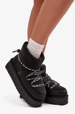 Clearance Śniegowce Na Platformie DFSH371015 Czarne Damskie Śniegowce Damskie