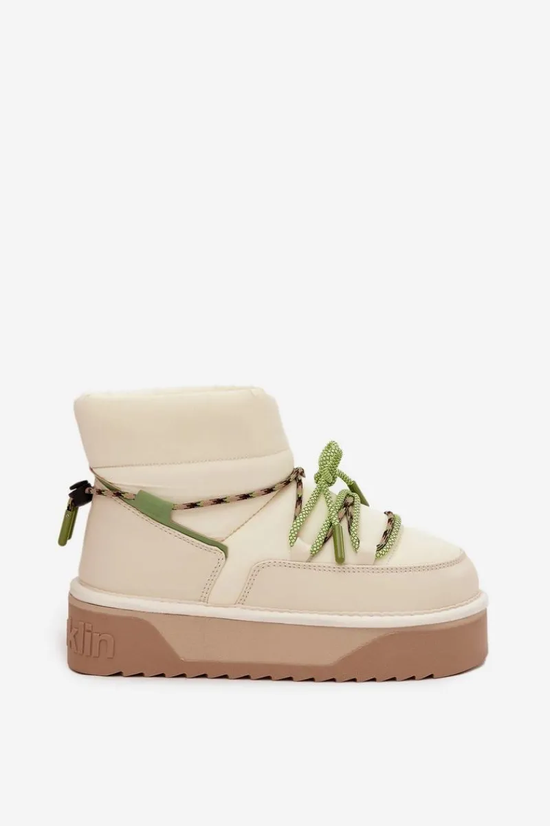 Śniegowce Damskie>D.Franklin Śniegowce Na Platformie DFSH371015 Jasnobeżowe Beżowy