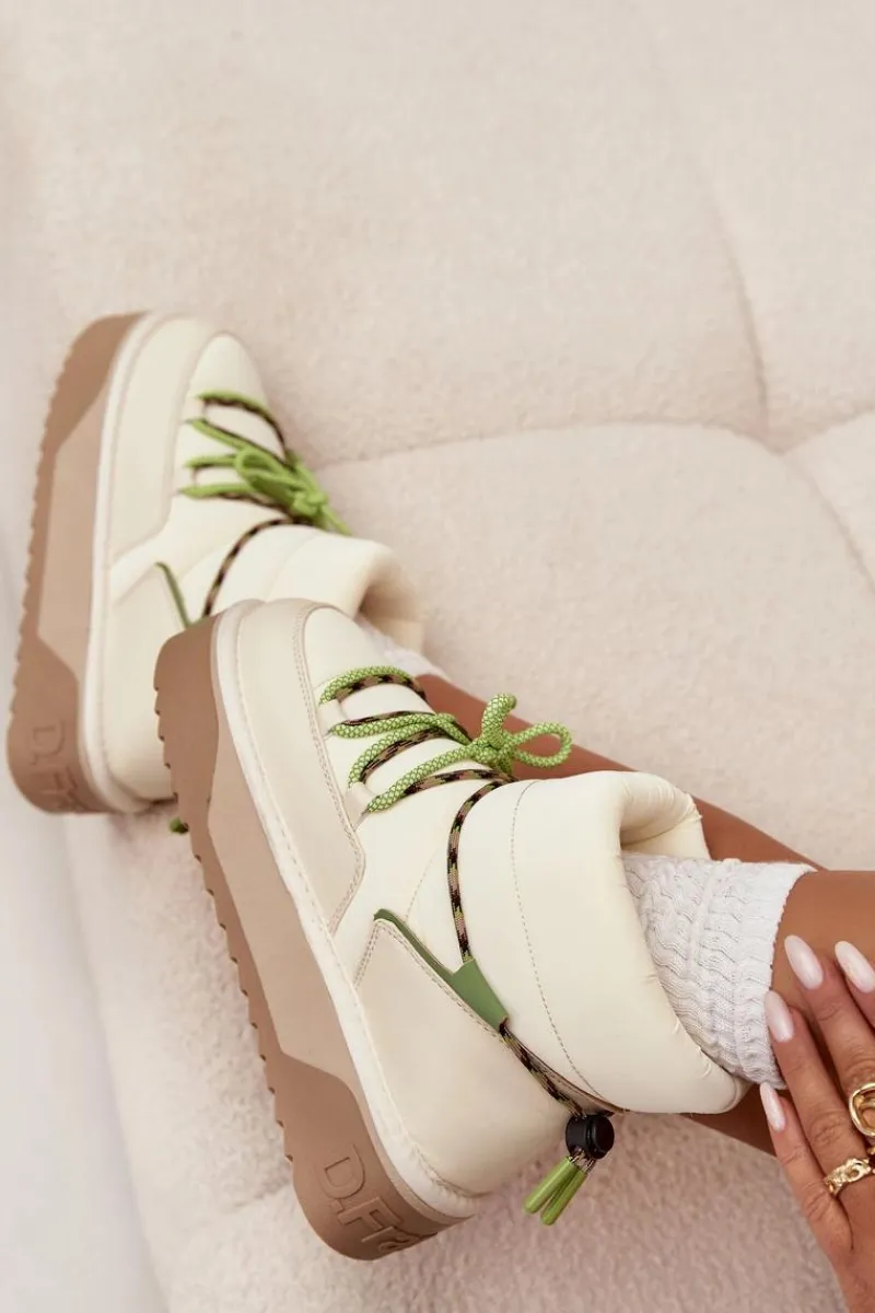 Śniegowce Damskie>D.Franklin Śniegowce Na Platformie DFSH371015 Jasnobeżowe Beżowy