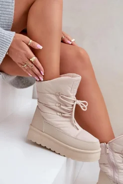 Discount Big Star Shoes Śniegowce Na Platformie Na Zamek Big Star OO274885 Beżowe Beżowy