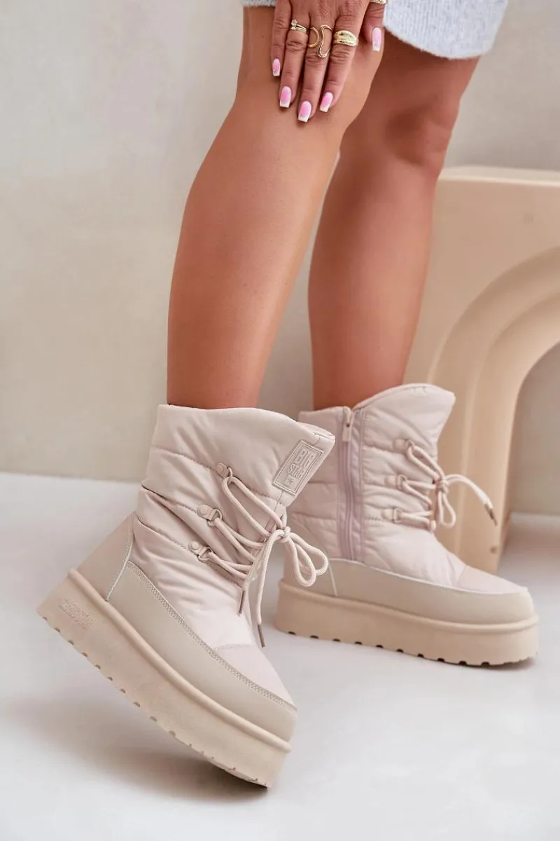 Discount Big Star Shoes Śniegowce Na Platformie Na Zamek Big Star OO274885 Beżowe Beżowy