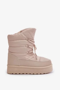 Discount Big Star Shoes Śniegowce Na Platformie Na Zamek Big Star OO274885 Beżowe Beżowy