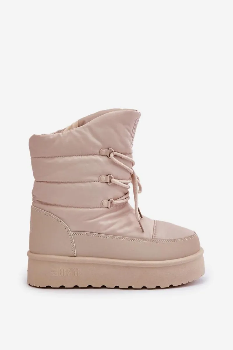 Discount Big Star Shoes Śniegowce Na Platformie Na Zamek Big Star OO274885 Beżowe Beżowy