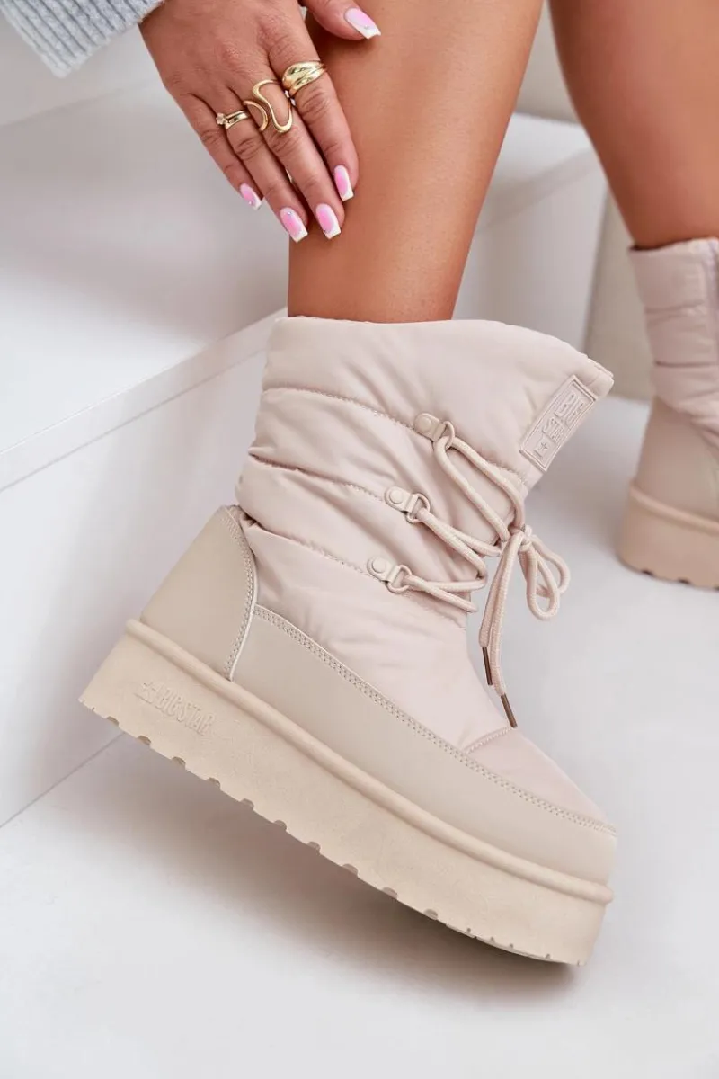 Discount Big Star Shoes Śniegowce Na Platformie Na Zamek Big Star OO274885 Beżowe Beżowy