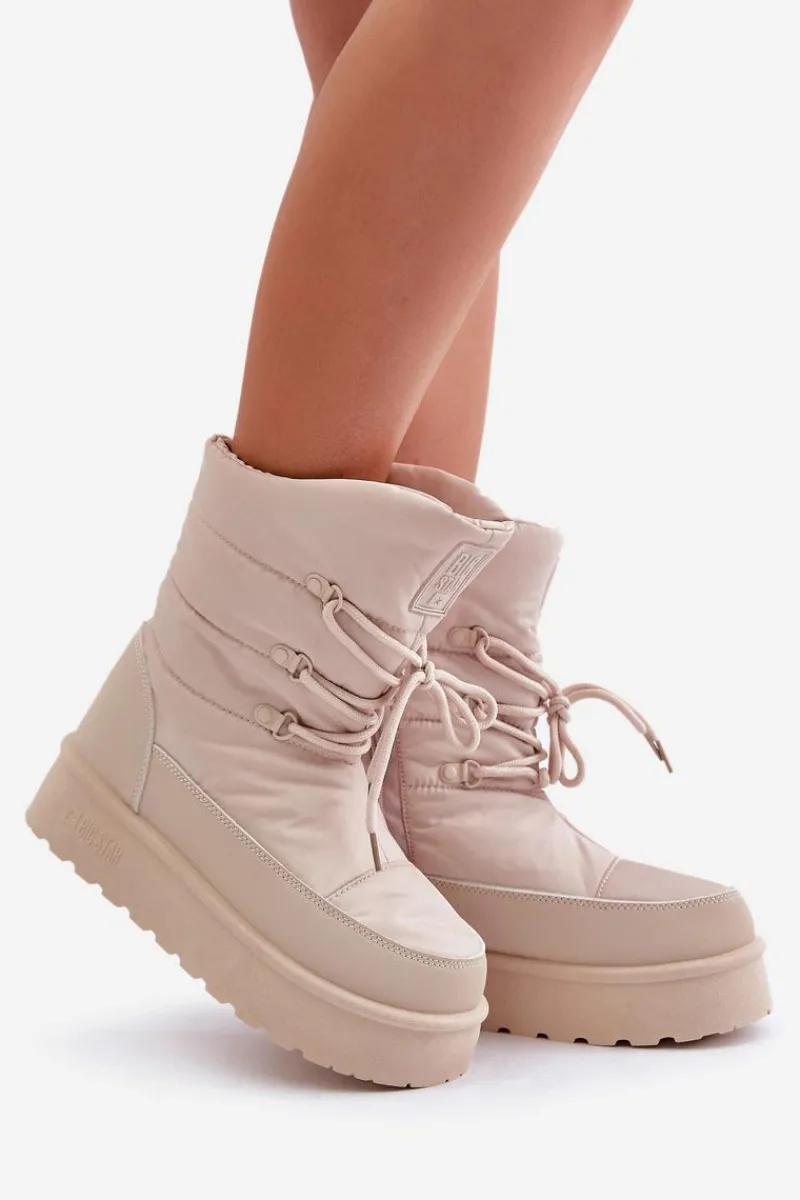 Discount Big Star Shoes Śniegowce Na Platformie Na Zamek Big Star OO274885 Beżowe Beżowy