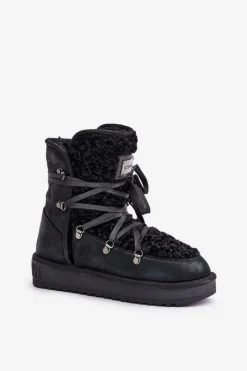 Sale D.Franklin Śniegowce Na Platformie Wegańskie DFSH370004 Czarne Czarny